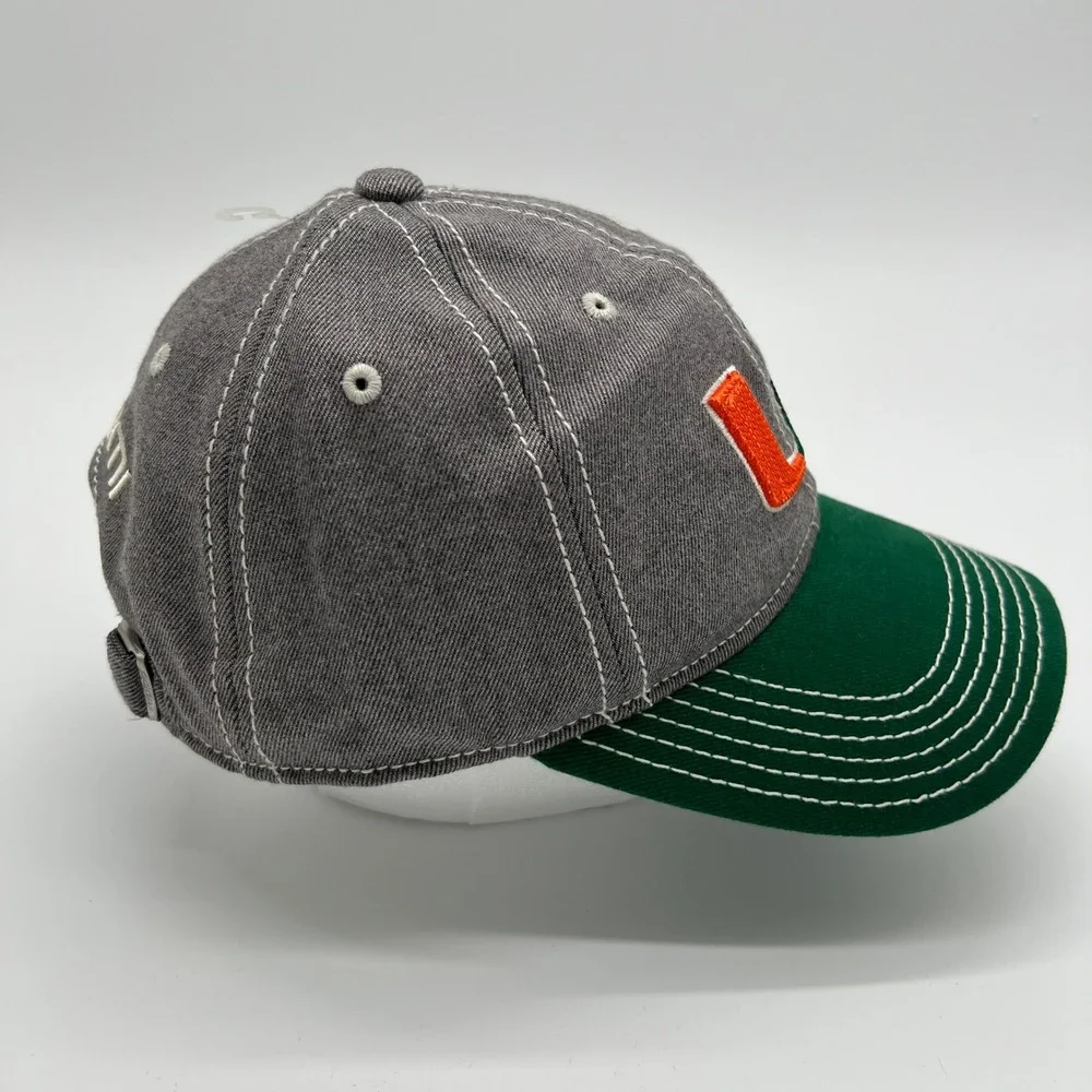 Adidas Miami Hurricanes Youth Hat Cap‎ Gray Green Orange Embroidered